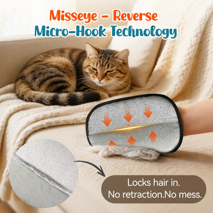 2-Pack Electrostatic Fur Removal Gloves - Reusable 5-Finger Mitts for Pets and Home, Washable Grooming Accessory for Pet Owners