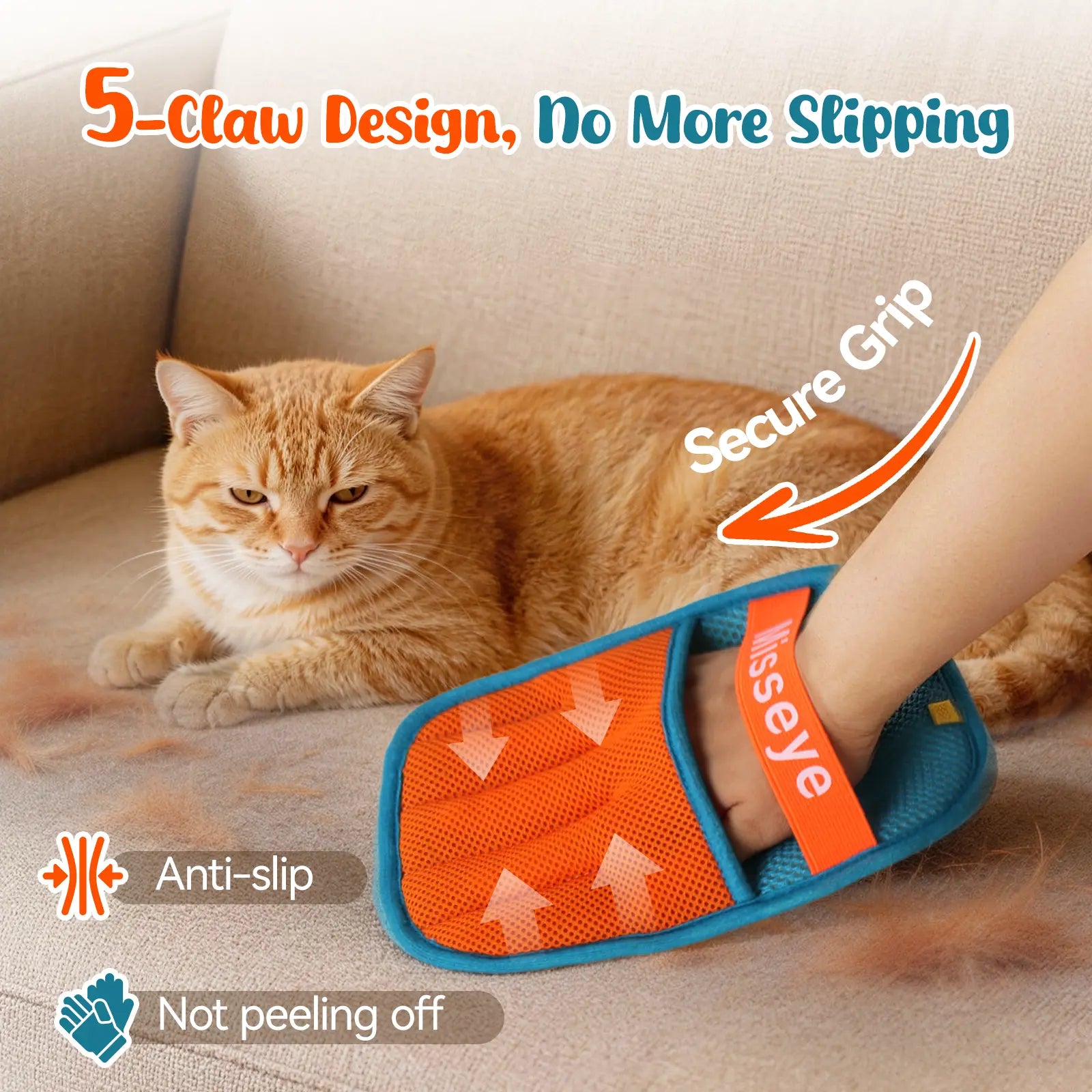 2-Pack Electrostatic Fur Removal Gloves - Reusable 5-Finger Mitts for Pets and Home, Washable Grooming Accessory for Pet Owners