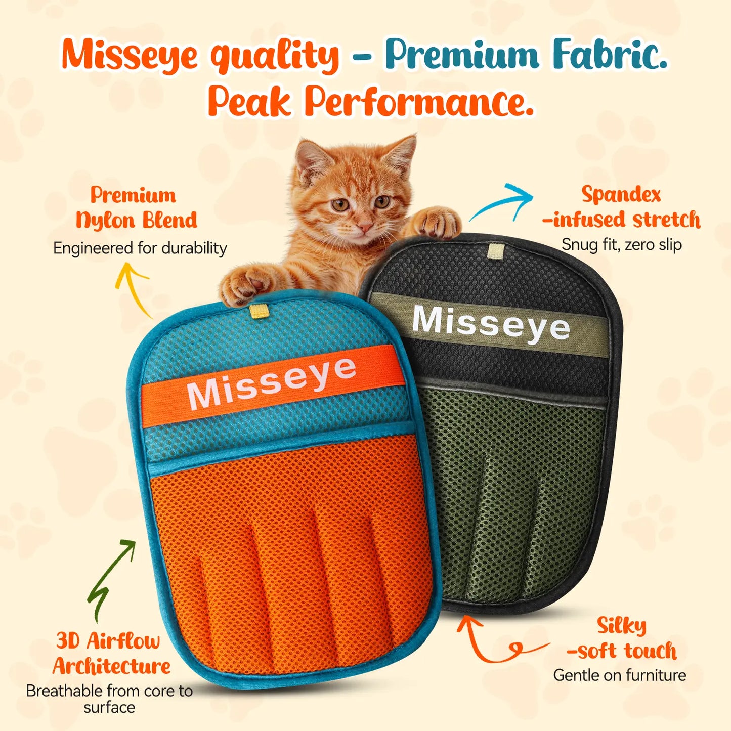 2-Pack Electrostatic Fur Removal Gloves - Reusable 5-Finger Mitts for Pets and Home, Washable Grooming Accessory for Pet Owners